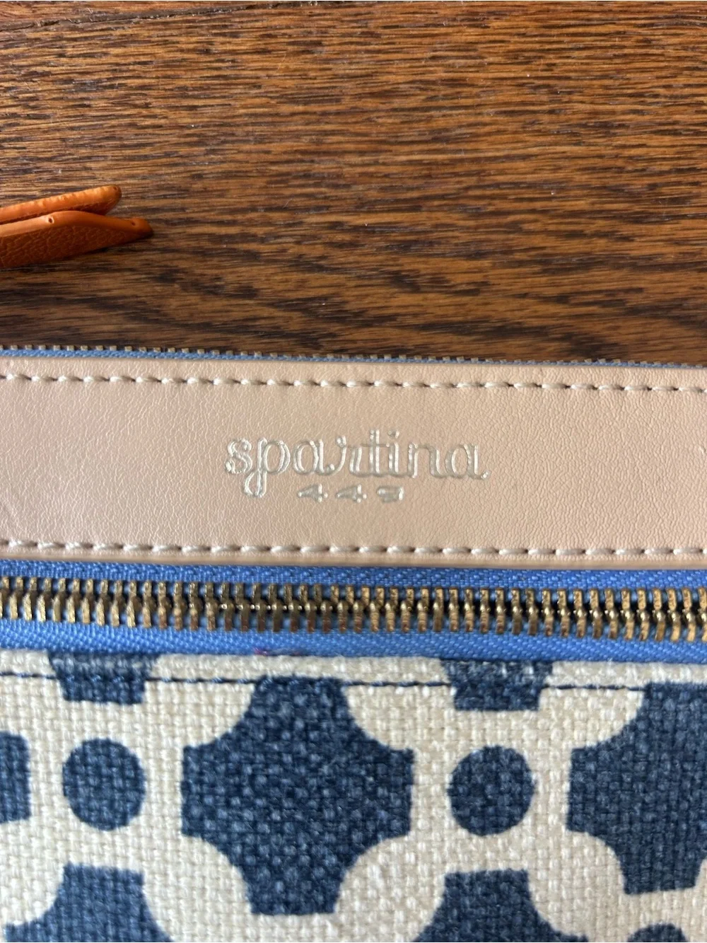 Spartina 449 Blue Pattern Crossbody Bag with Cream Strap